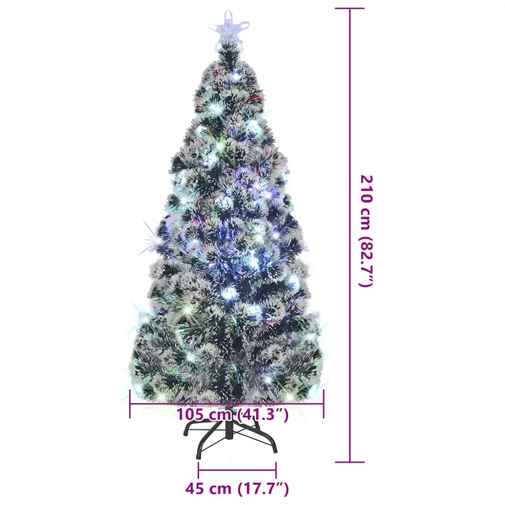 Albero di Natale Preilluminato con Supporto e LED 210 cm Fibra Ottica 242428