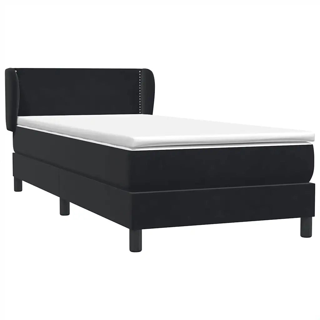 Giroletto a Molle con Materasso Nero 80x220 cm Velluto