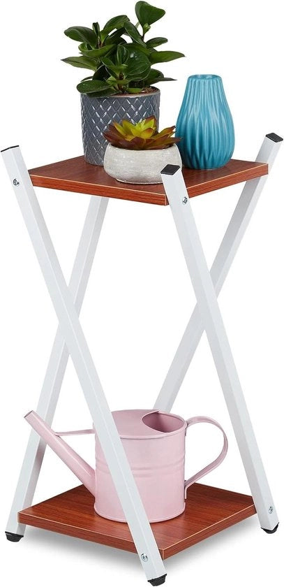 Biblioteca per piante interna a 2 piani con finitura in legno - Moderno sostegno per piante - HBD 57 x 29 x 29 cm bianco