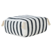 Cuscino da terra in cotone bianco e nero 45 x 45 x 20 cm con motivo a righe in tessuto quadrato Pouf da seduta