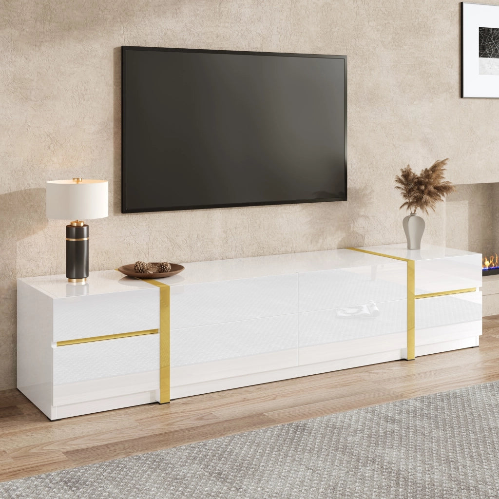 Mobile TV con Cassetti e Ante Lucido ¨C MINIMAL ¨C Bianco/Nero, Soggiorno