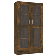 Vetrina in stile classico con 4 scomparti 82,5 x 30,5 x 150 cm realizzata in legno composito finitura rovere affumicato 02_0048144