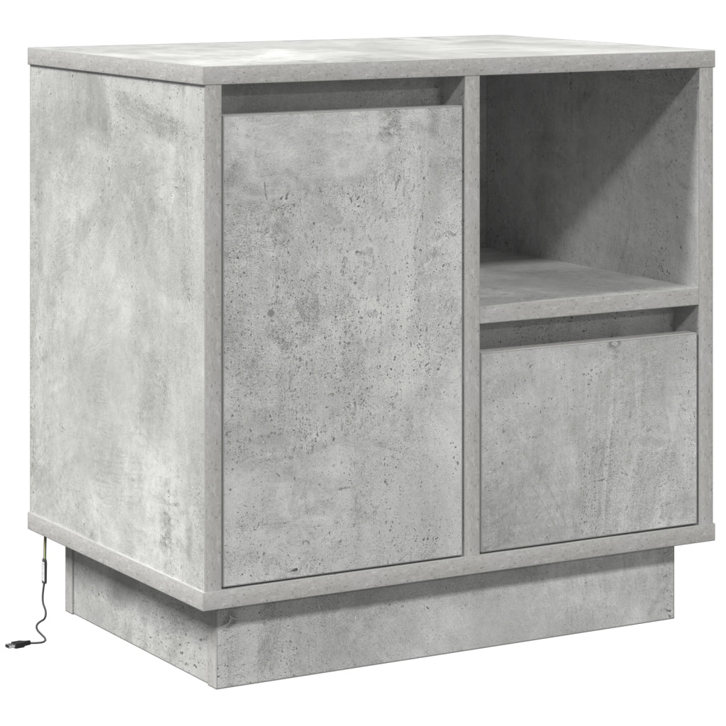 Comodino con LED Grigio Cemento 50x34.5x50 cm