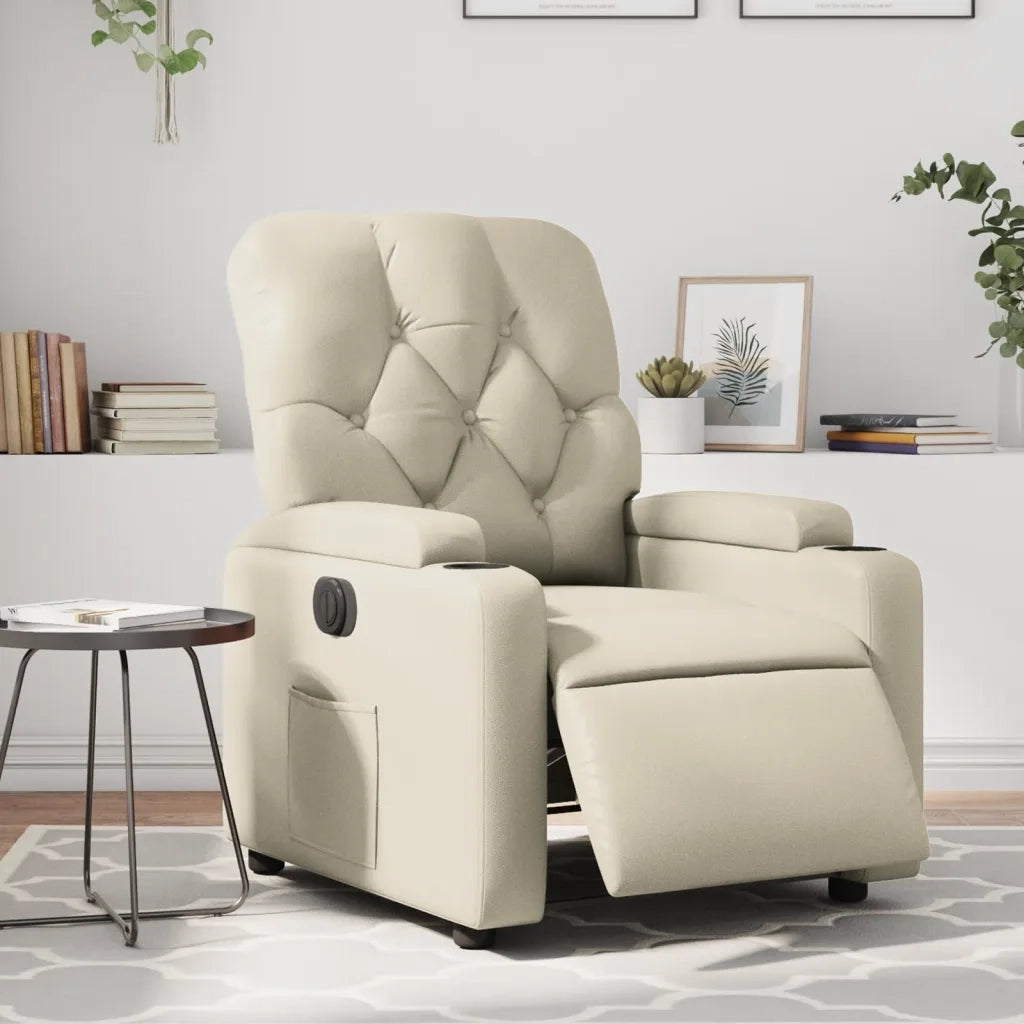 Poltrona Reclinabile Elettrica Crema in Similpelle 3204759