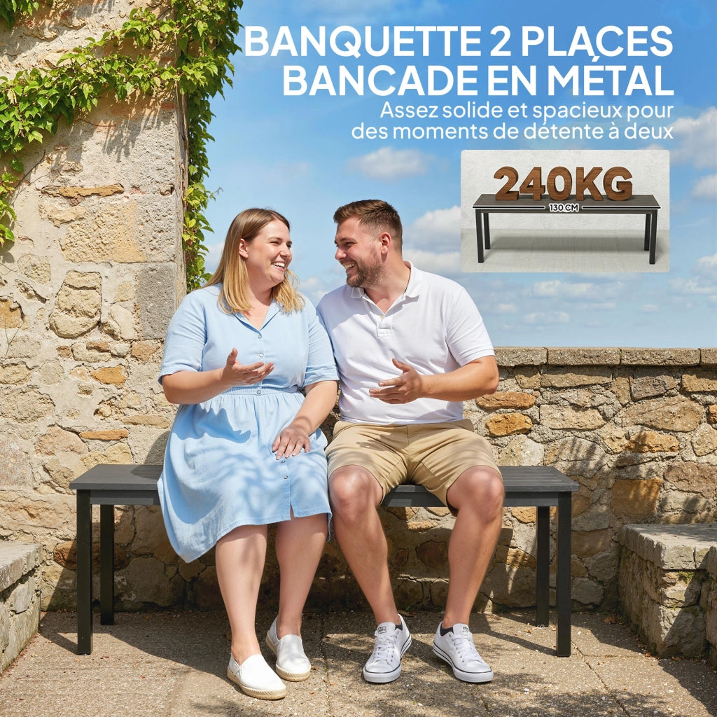 Panchina 2 Posti ¨C zephmum ¨C Grigio, Acciaio, Effetto Legno