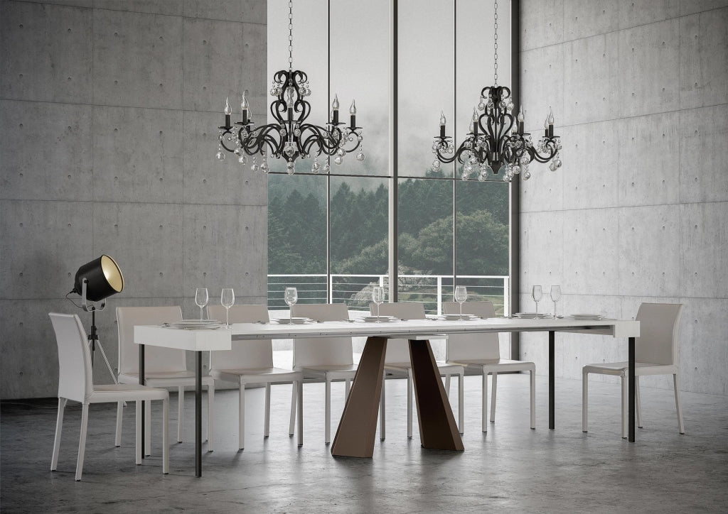 Consolle Allungabile in Legno e Ferro H77x40x90/300cm Diamante Bianco Frassino Orso Classica