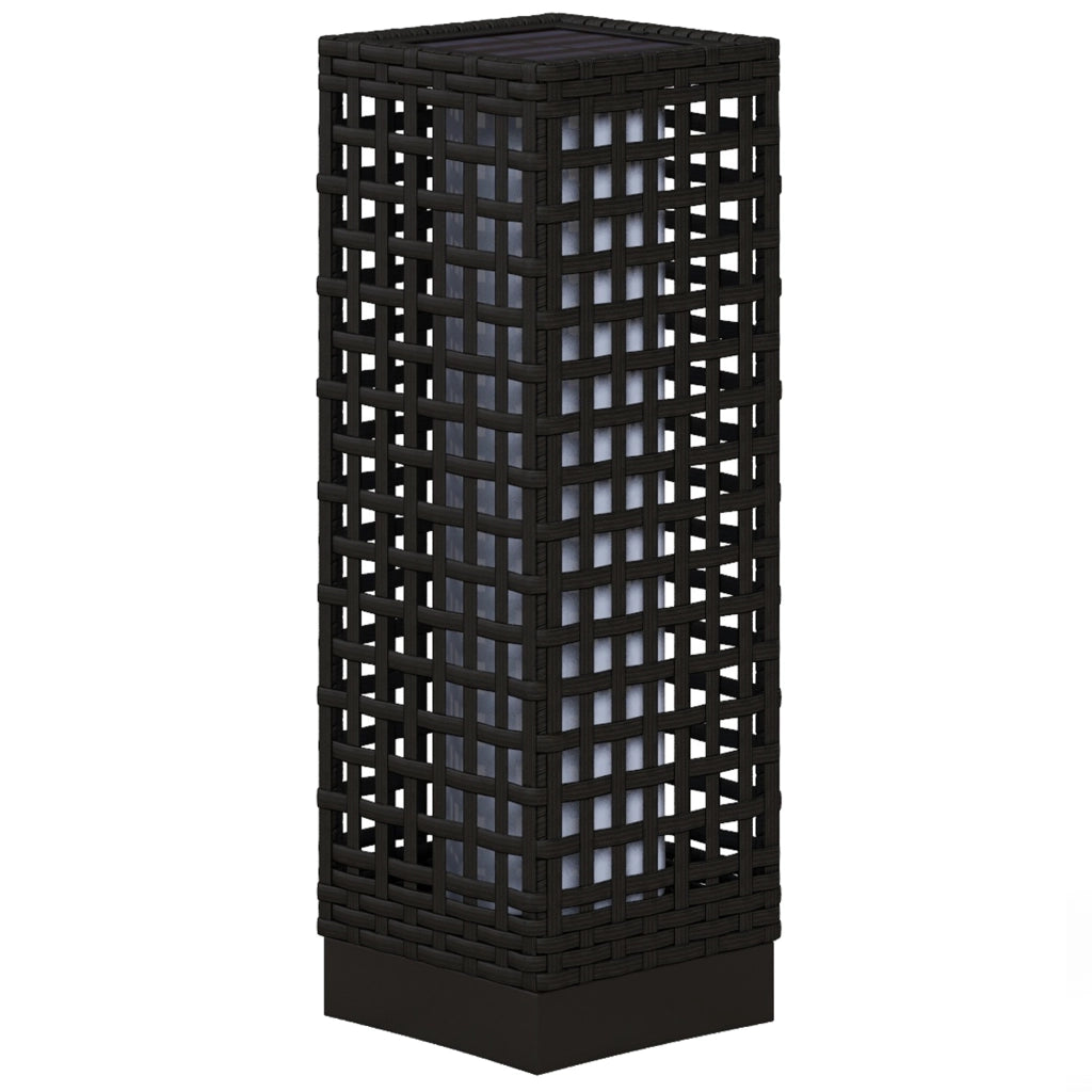 Lampada da Esterno Solare ¨C zephmum ¨C Rattan, Acciaio, 15.5x15.5x46 cm, Nero