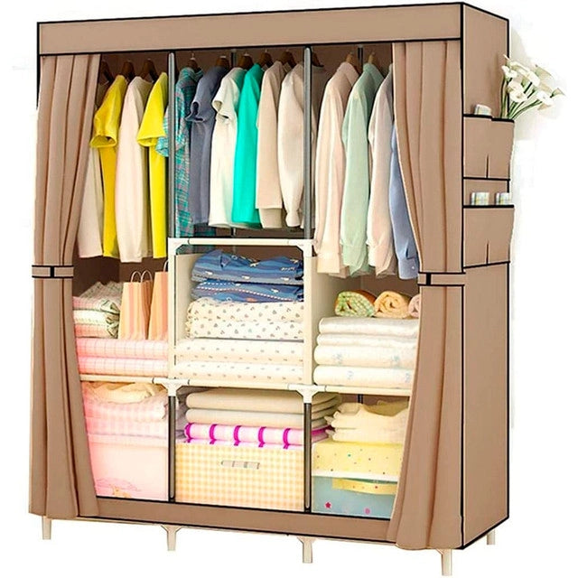 Cabina armadio in tessuto con tasche laterali 158x106x105 cm (Marrone)