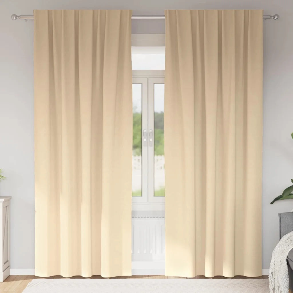 Tende Blackout con Anelli 2 pcs Crema 245 x 140 cm Poliestere 4107486