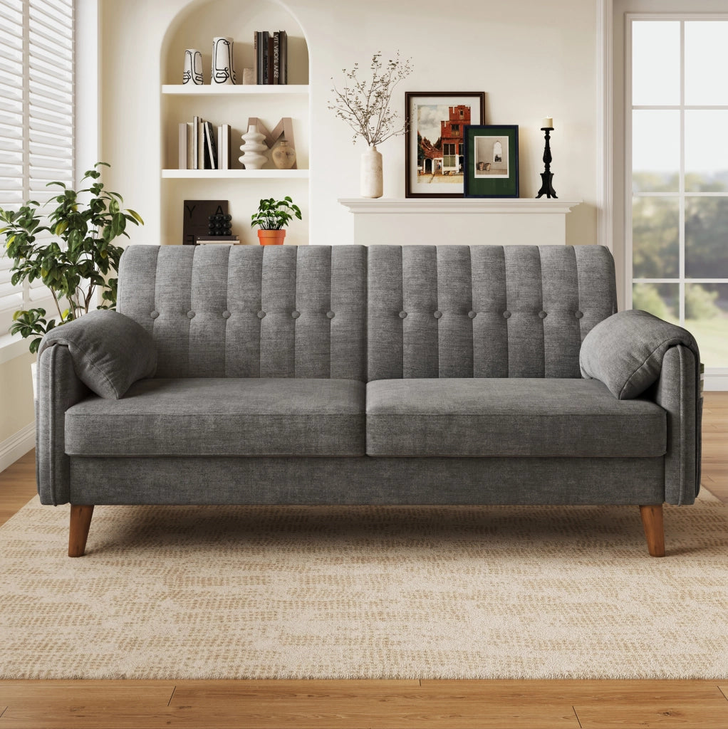 Divano 2 posti modulare in chenille; 161;5 x 79 x 83;5 cm; grigio chiaro