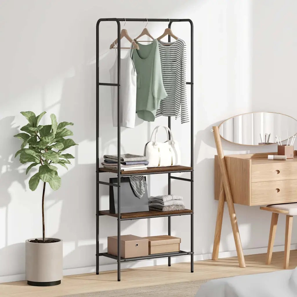 vidaXL Ripiano per vestiti con mensole Rovere fumo 60 x 30 x 171 cm