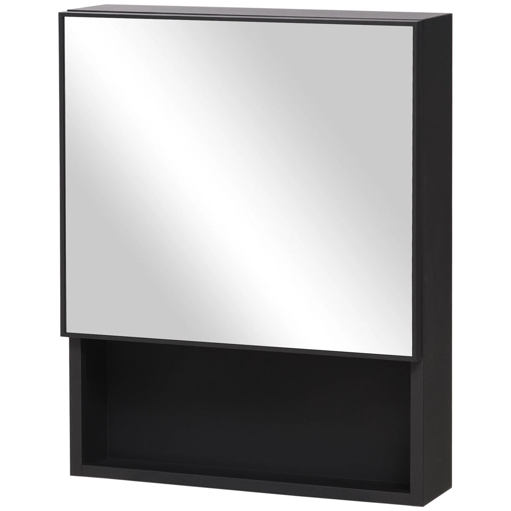 Armadietto a specchio da bagno ¨C Xylo ¨C acciaio nero, 2 ripiani interni, 46x13,5x58 cm