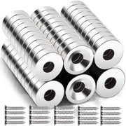 60 pezzi di magneti neodimio extra forti, 8x3 mm magneti neodimio con rivestimento di gomma 3 mm, display di forza dei magneti per fissaggio a viti, magneti forti adesivi, magneti rotondi con viti per pannelli magnetici per cucina ufficio