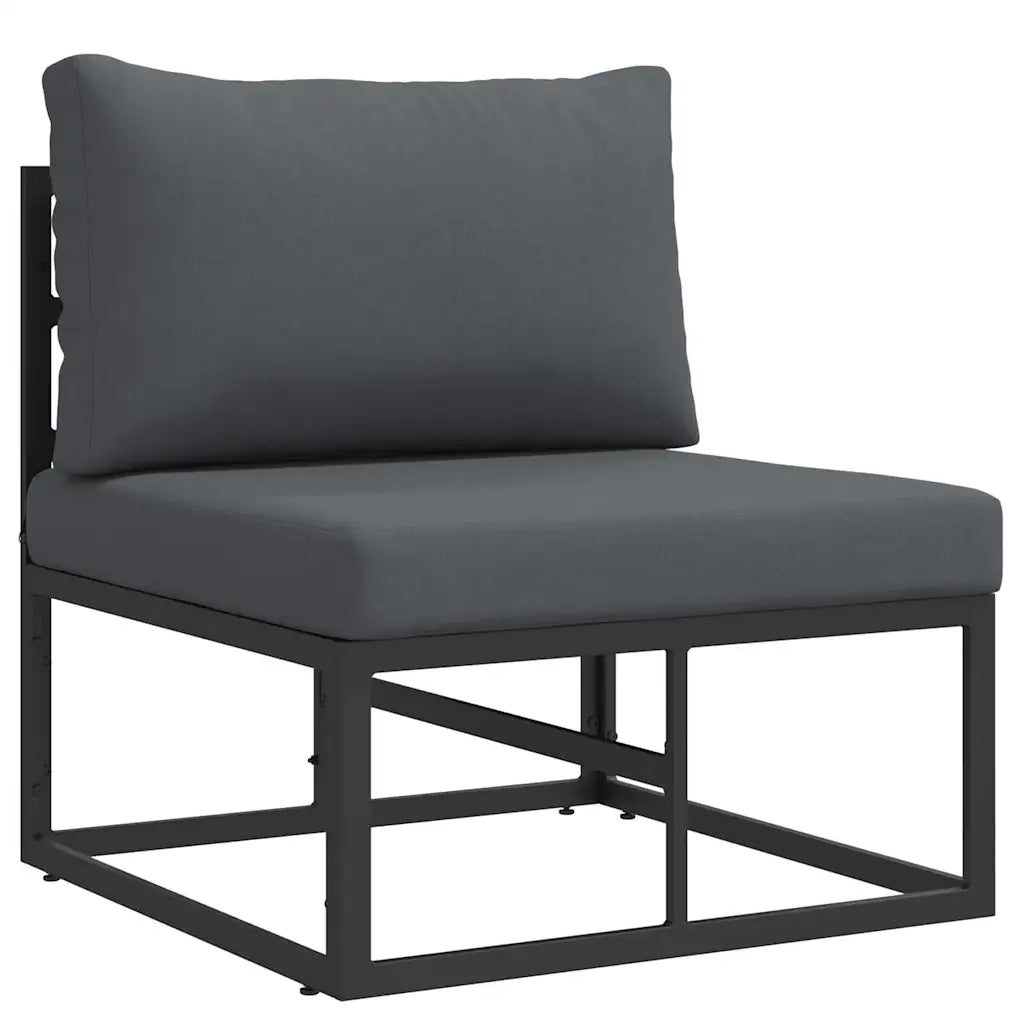 vidaXL Mobili da Esterno con cuscino con cuscino 3 pcs Nero Alluminio