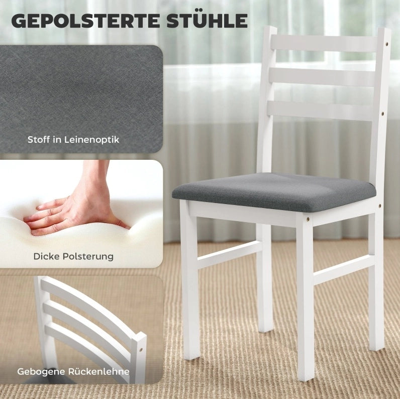 Set da pranzo bianco salvaspazio con tavolo e 2 sedie imbottite
