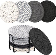 Pacco di 8 supporti per bicchiere, supporti rotondi in cotone per sala da pranzo, ufficio e cucina (nero)