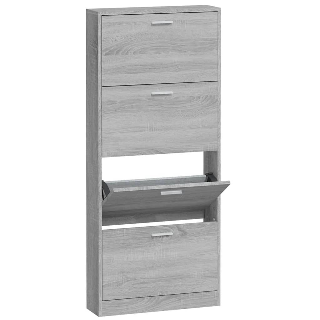 Scarpiera mobile contenitore per scarpe mobile per ingresso/corridoio/soggiorno legno Sonoma 59 x 17 x 150 cm grigio legno ingegnerizzato 02_0022071