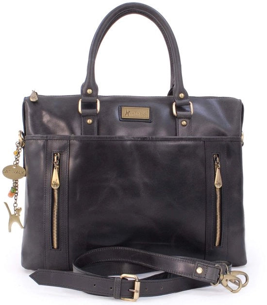Borsa da Ufficio per Donna - Tote da 16 Pollici in Pelle - Borsa Grande con Tasca per Documenti A4 - Nero