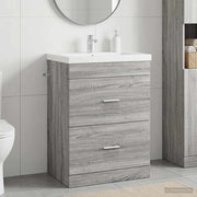 Mobiletto da Bagno Sotto Lavabo Sonoma grigio 56 x 37,5 x 81 cm 890709