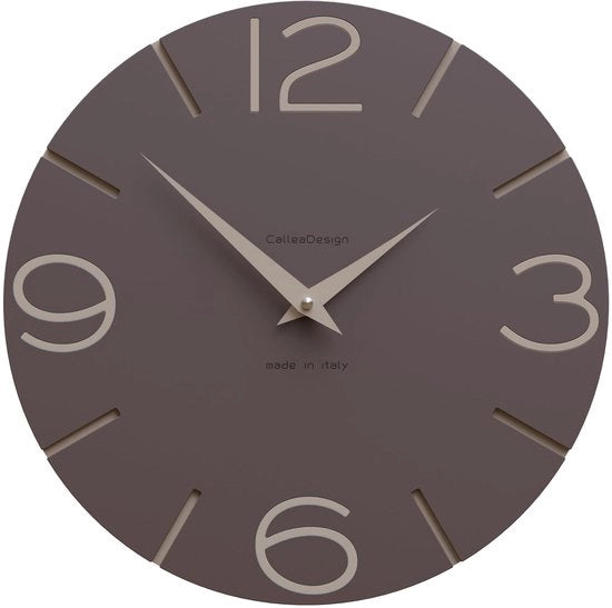 Orologio da Parete Smile, manufatto a mano in Italia, 30 cm, elegante e silenzioso, alta qualità, idea regalo perfetta [Caffè e Cioccolato].