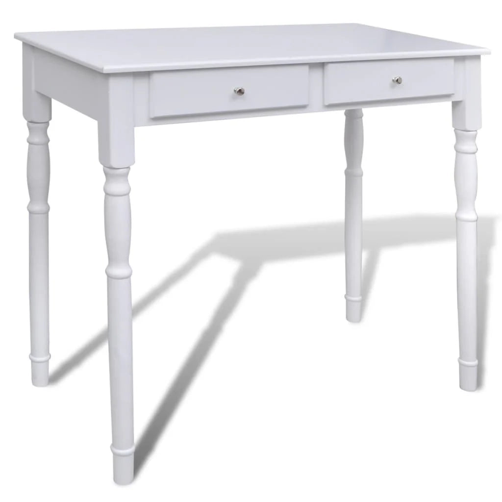 Toeletta dal design contemporaneo tavolo da trucco mobile da camera da letto con specchio e sgabello 80 x 40,5 x 74,5 cm 2 cassetti bianco 02_0021276