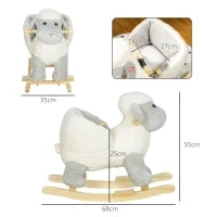 Cavallo a Dondolo per Bambini 18-36 Mesi a Forma di Pecorella con Suoni e Rivestimento Morbido, Grigio