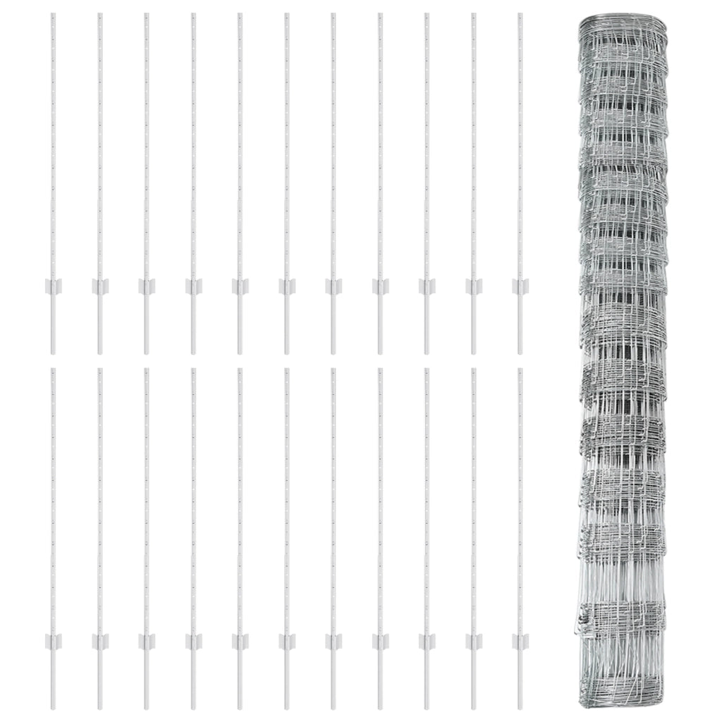 Pali per Recinzione 22 pz U-Channel 120 cm Acciaio Zincato