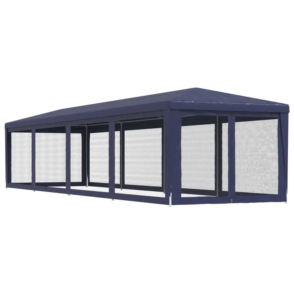Tenda per Feste con 10 Pareti Laterali in Rete-Tenda da campeggio Blu 3x12 m HDPE