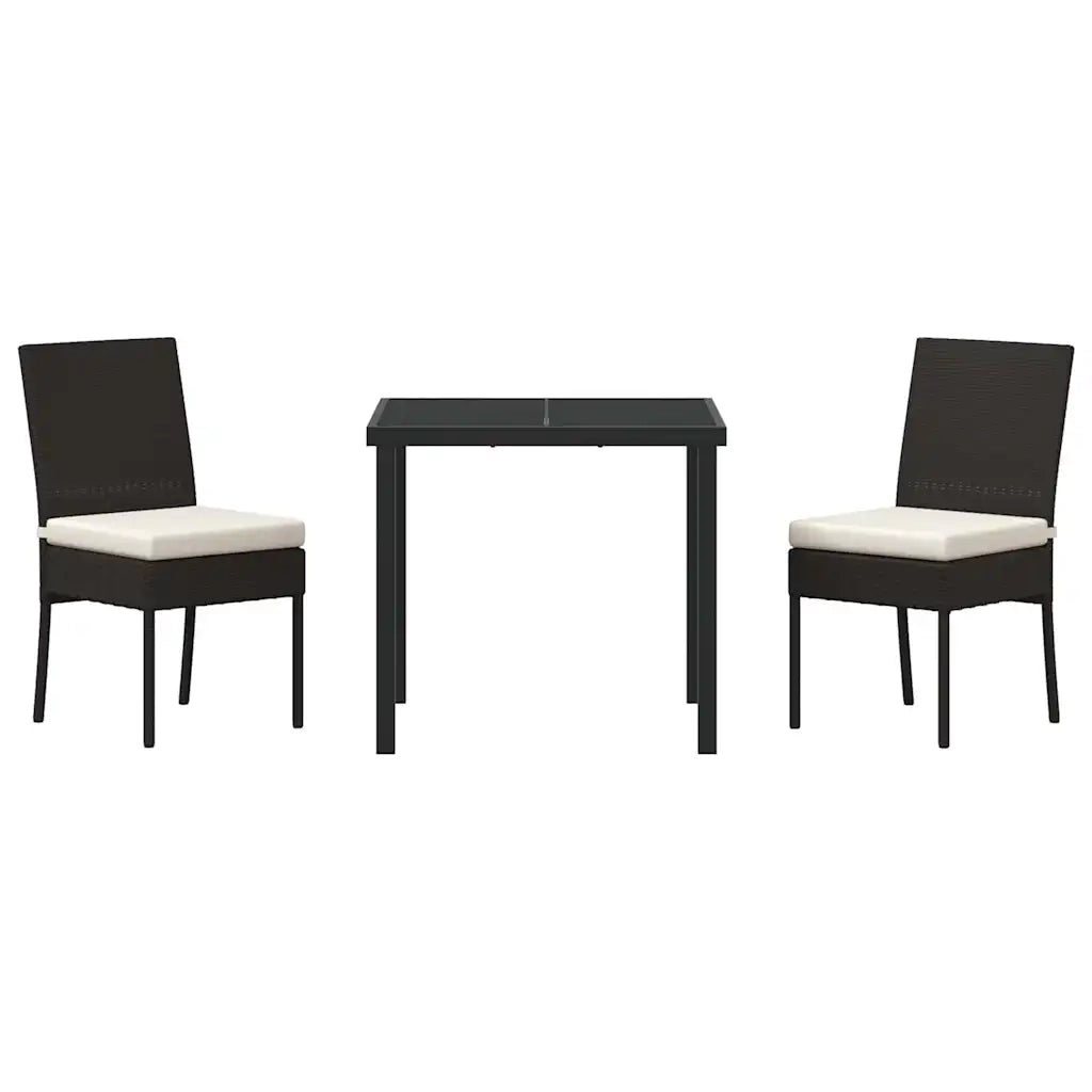 Set da Pranzo per Giardino 3 pcs Nero