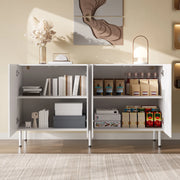 MADIA 140x40x77,5 cm con 4 ante curve 3D Push-to-Open bianca