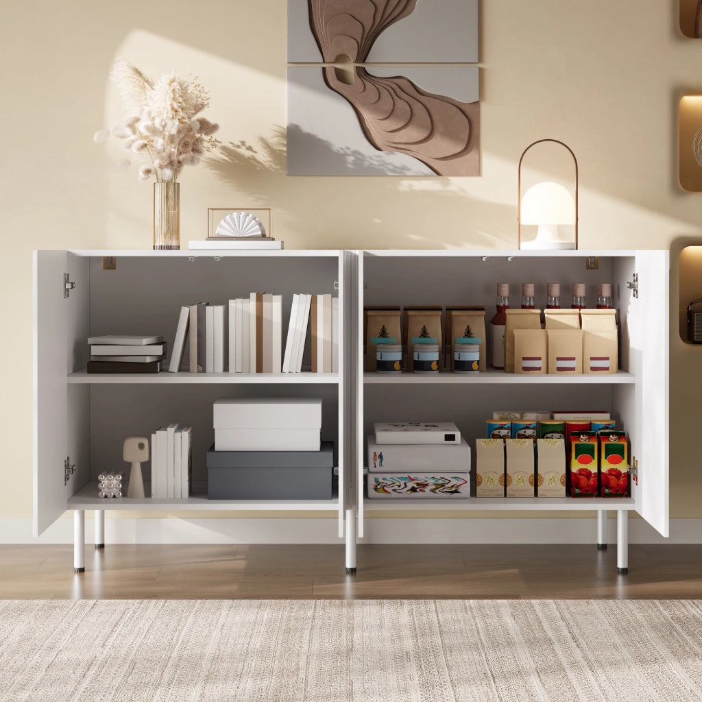 MADIA 140x40x77,5 cm con 4 ante curve 3D Push-to-Open bianca