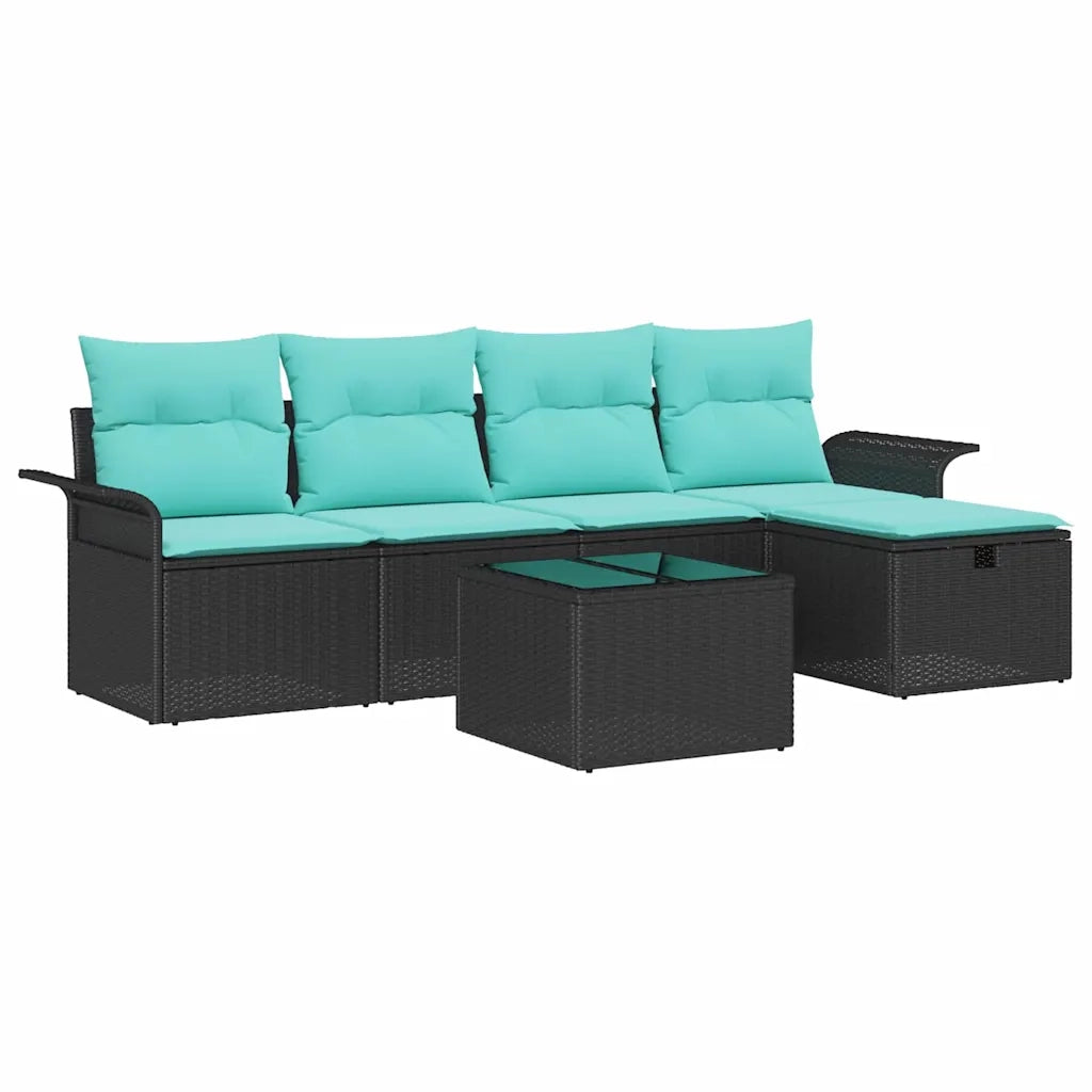 Set Divano da Giardino con cuscino 6 pcs Poly Rattan