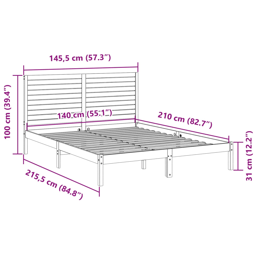 Giroletto Extra Lungo senza Materasso-Struttura Letto 140x210 cm Legno Massello 354651
