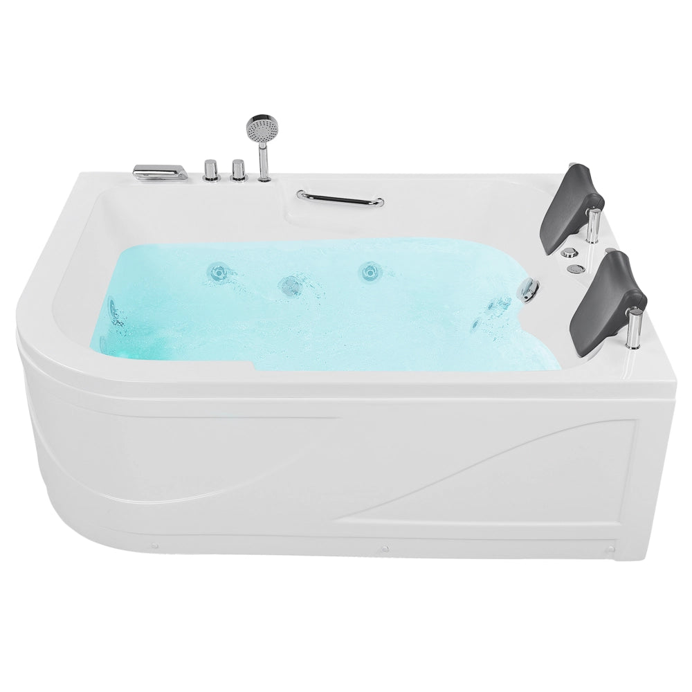 Vasca Idromassaggio Acrilico Bianco 170 x 119 cm Luci LED Subacquee versione sinistra Curva Doppio Idromassaggio