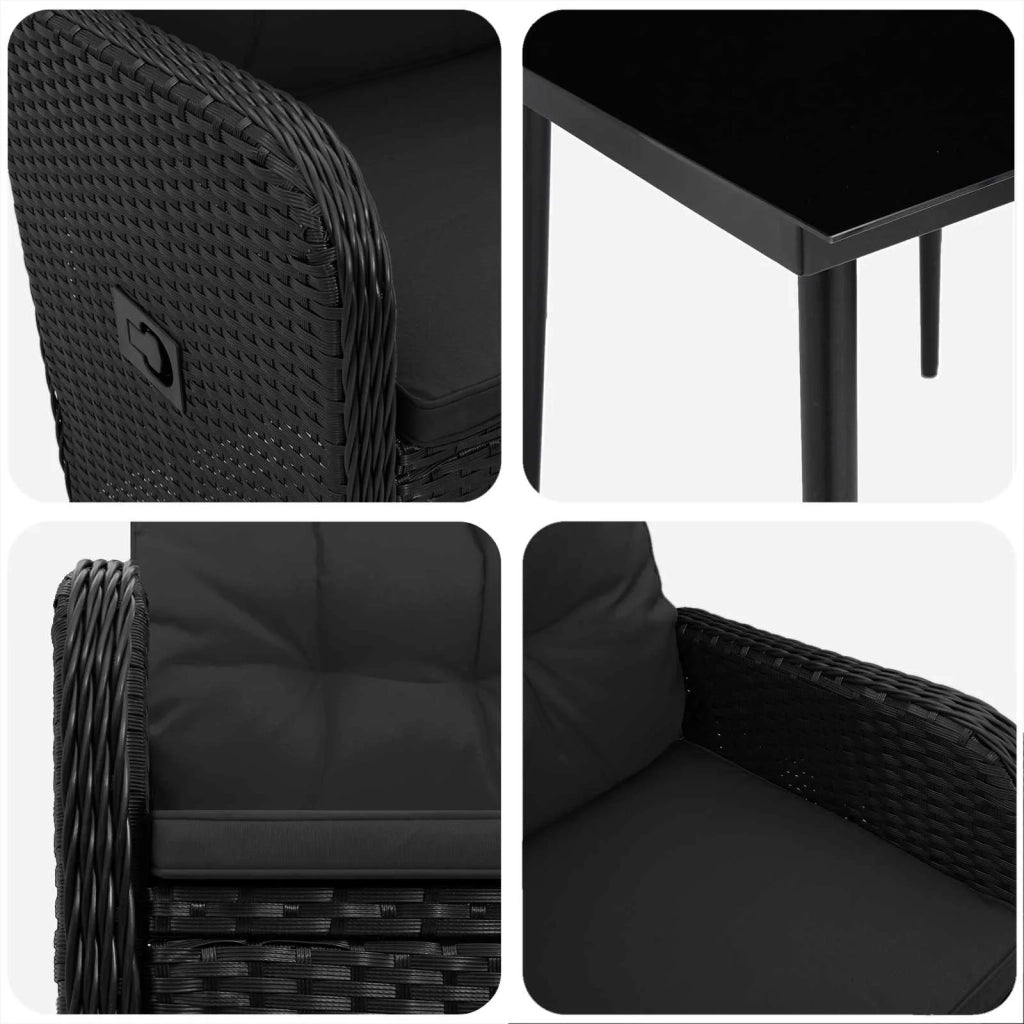 Set Tavolo da Salotto con cuscino con cuscino 3 pcs Nero 3422448