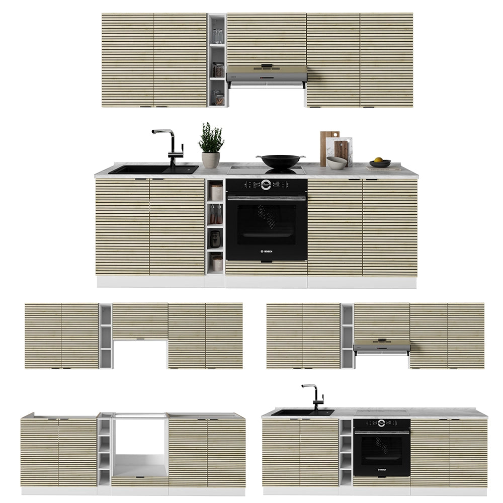Cucina componibile Fame-Line Pannello in quercia/Bianco 235 cm, PL Antracite Vicco