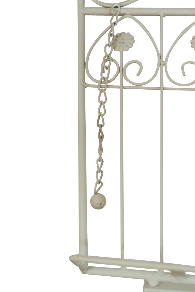 Biscottini Leggio da terra in ferro battuto pieno finitura bianca anticata L46xPR32xH90-170 cm