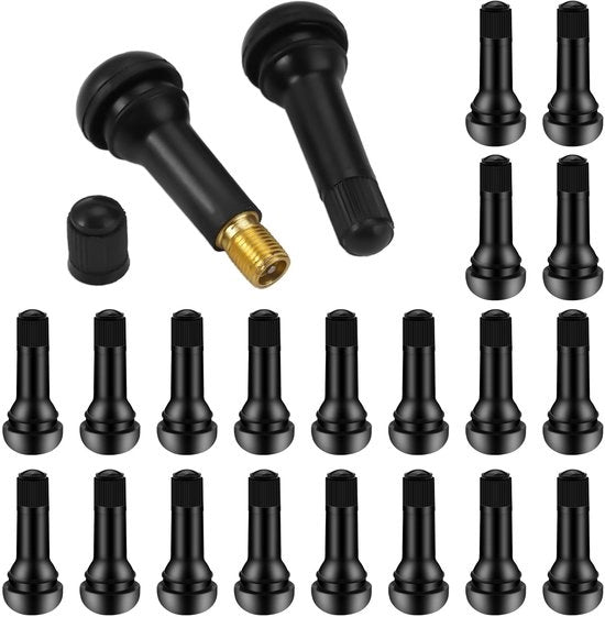 20 pezzi di valvole di gomma universali TR413 per auto, motocicli e veicoli fuoristrada, valvole di gomma in gomma nera, valvola di gomma universale, valvola di gomma per cerchi, con alloggiamento in alluminio, per auto, motocicli e veicoli fuoristrada.