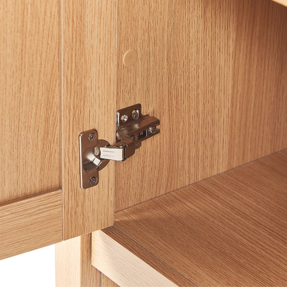 Credenza a 2 ante in truciolare di legno chiaro 2 armadi e 3 cassetti in stile tradizionale