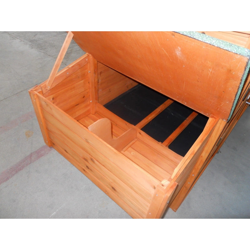 Pollaio da giardino compatto in legno 198x75 cm – per 3-4 galline – pareti 10 mm con voliera e nido di cova – PO2070 Foresta