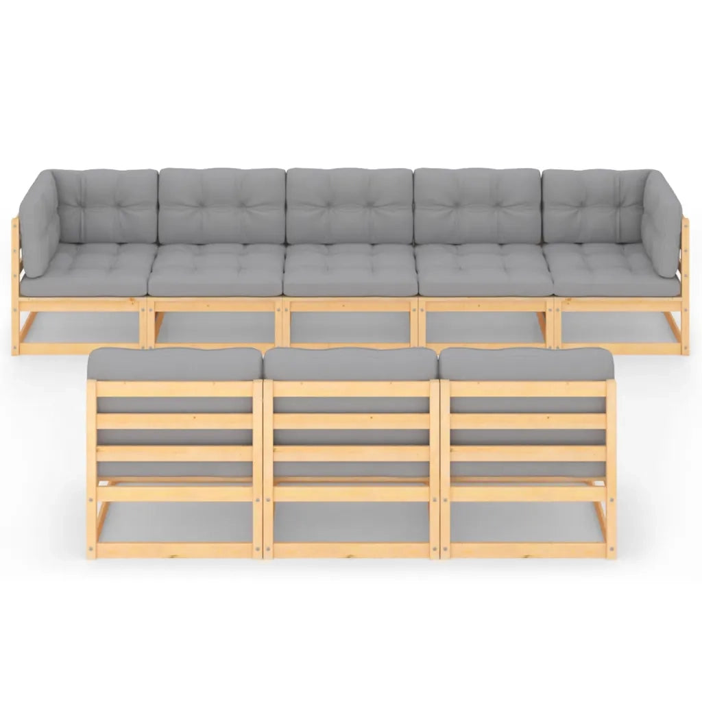 Set Divani da Giardino 8 pz con Cuscini Legno Massello Pino cod mxl 54063