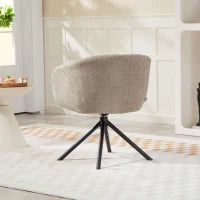 Poltrona Imbottita con Comoda Seduta, Girevole, Rivestimento Morbido, Fino a 120 kg, Marrone Chiaro