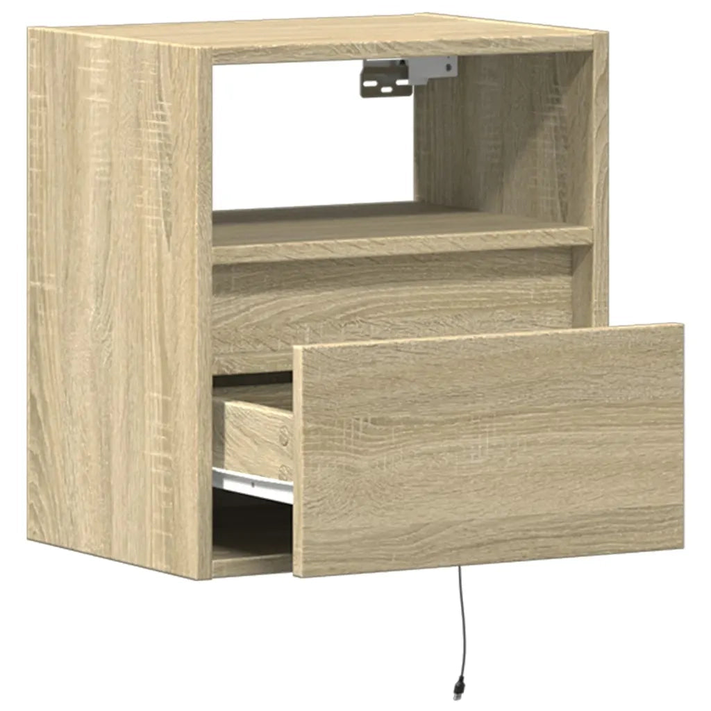Mobili TV a Parete con Luci LED 2pz Rovere Sonoma 41x31x45 cm