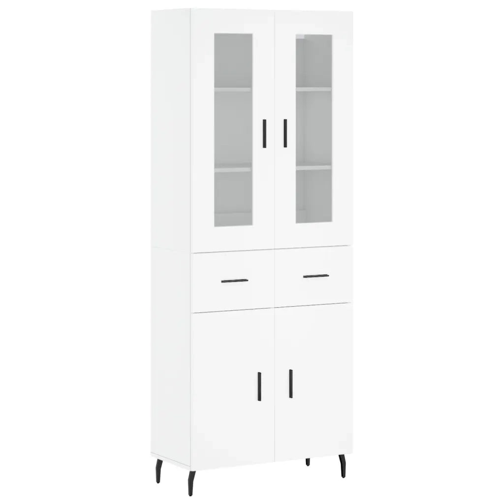 Credenza-Buffet-Armadio da cucina Bianca 69,5x34x180 cm in Legno Multistrato 501064