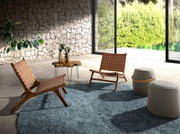 Pouf in tessuto grigio