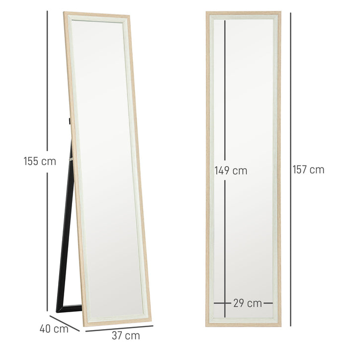 Specchio da Parete o da Terra Autoportante a Figura Intera 37x2,5x157 cm Cornice in Legno