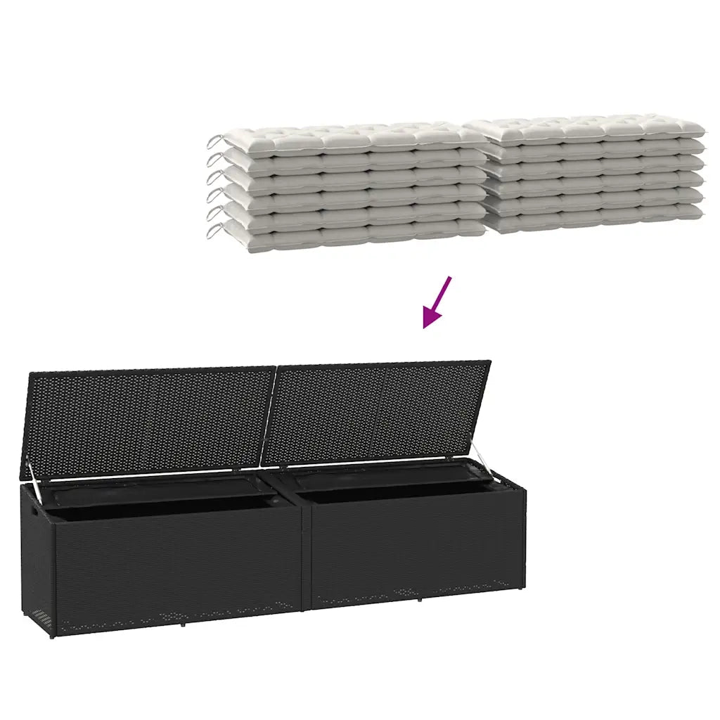 Baule da Giardino Nero 220x50x58 cm in Polyrattan 4104074