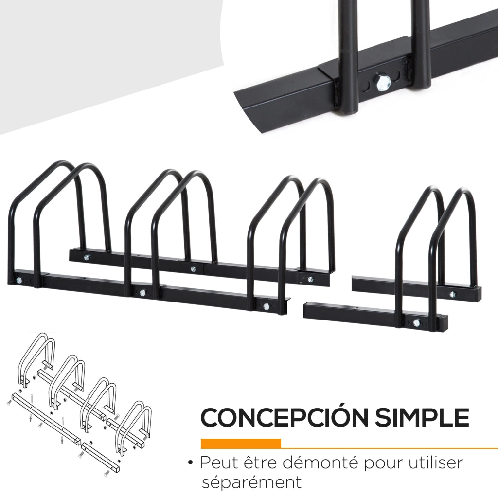 Supporto Biciclette 4 Posti ¨C zephmum ¨C Acciaio Nero 110x33x27 cm