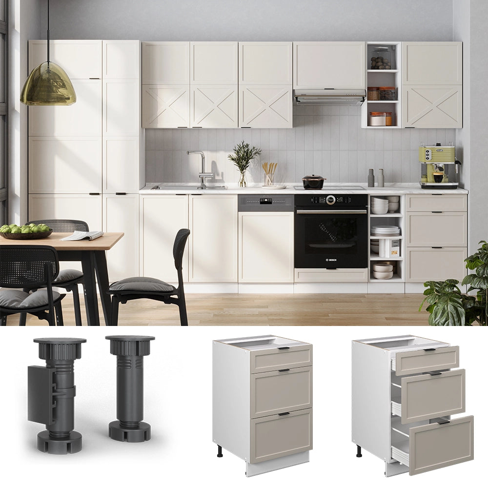 Vicco Mobiletto base per cucina GrigioBeige 50 cm senza piano di lavoro