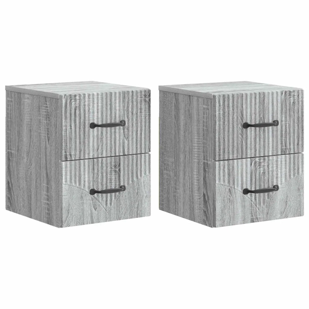 Mobiletto da notte a muro 2 pcs Grigio Sonoma 34,5 x 33 x 40 cm 898988